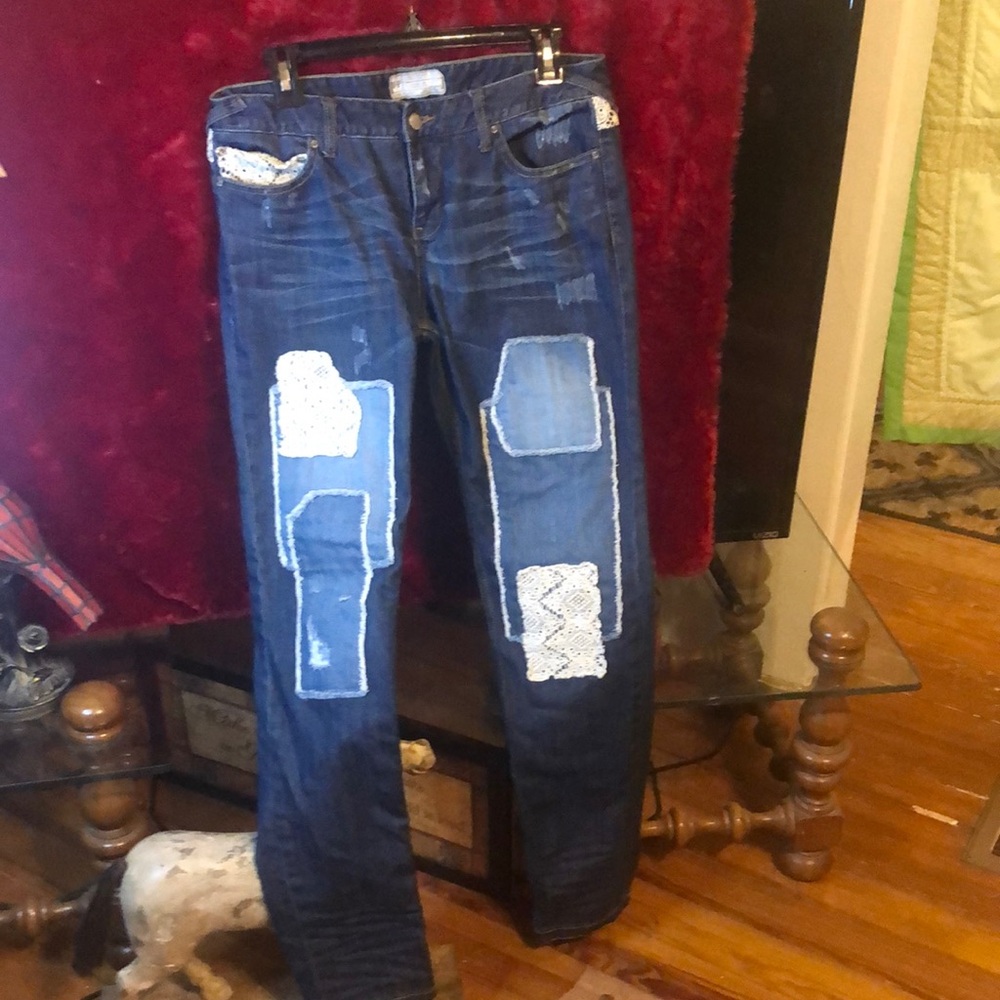 Blue Patchwork Jeans